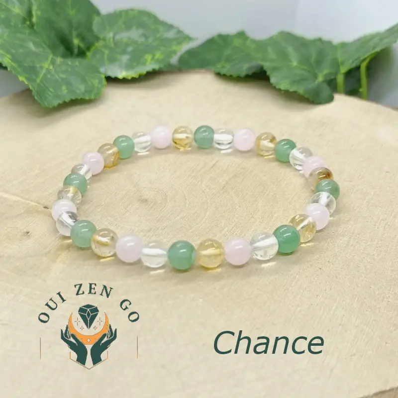 Bracelet pour la chance : aventurine, cristal de roche, citrine, quartz rose