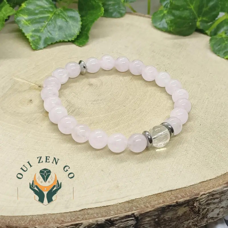 Bracelet quartz rose et cristal de roche 1