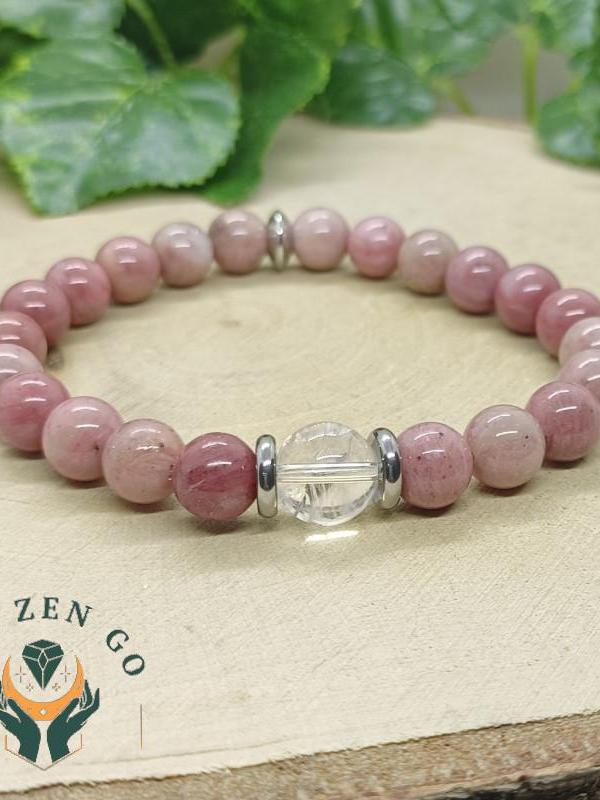 Bracelet rhodochrosite et cristal de roche 1