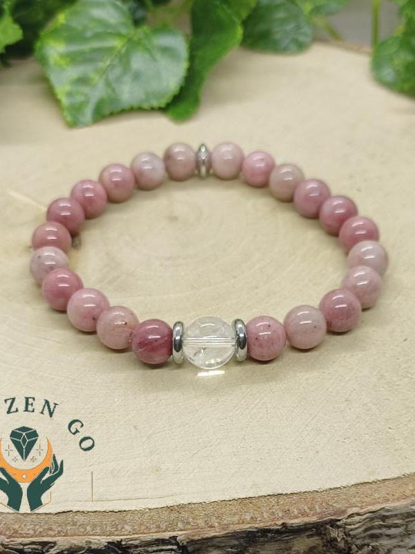 Bracelet rhodochrosite et cristal de roche 1 