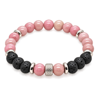 Bracelet rose lave et argentee
