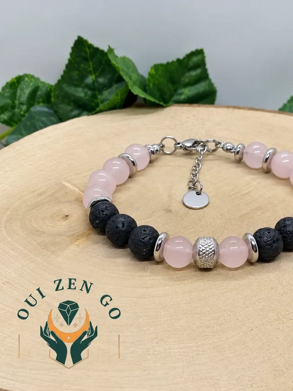 Bracelet rose quartz et pierre de lave atlas 1 