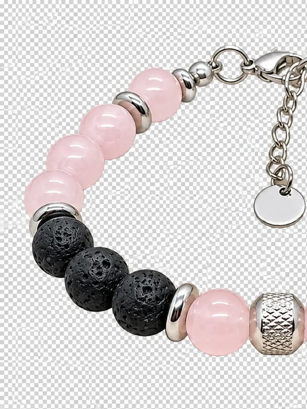 Bracelet rose quartz et pierre de lave atlas 2 