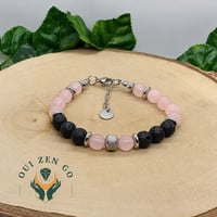 Bracelet rose quartz et pierre de lave atlas