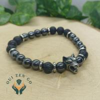 Bracelet tete de loup hematite pierre de lave 3 