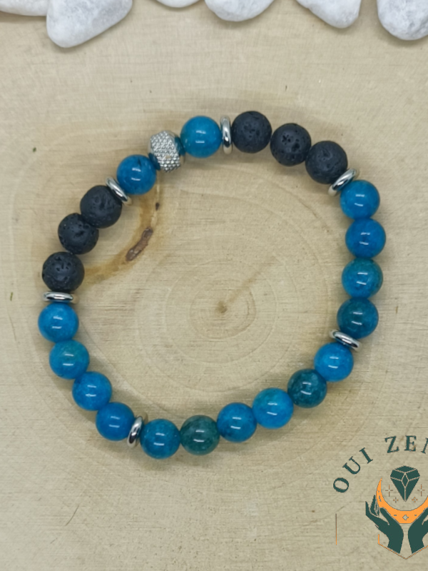 Bracelet tiago apatite et pierre de lave 8 mm 1