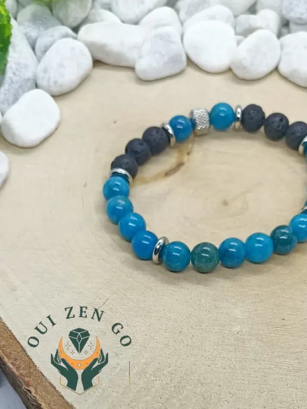 Bracelet tiago apatite et pierre de lave 8 mm 2