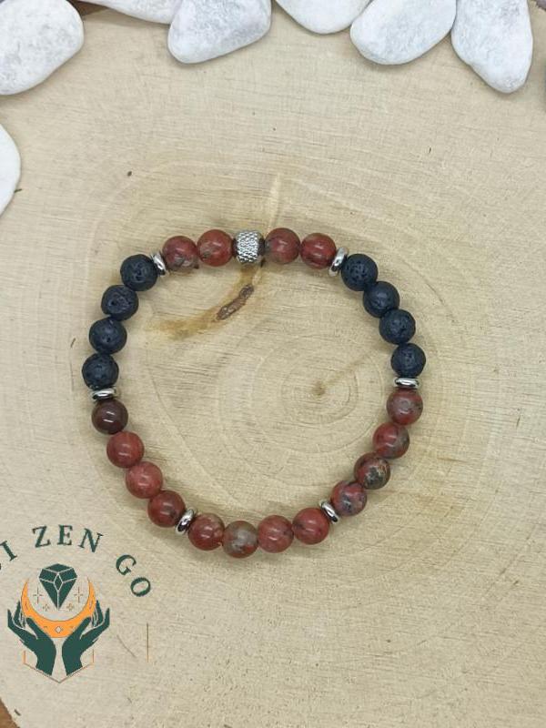 Bracelet tiago jaspe breschia pierre de lave 2 