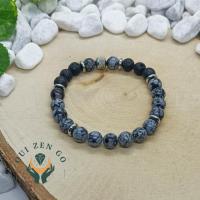 Bracelet tiago obsidienne neige pierre de lave 2 