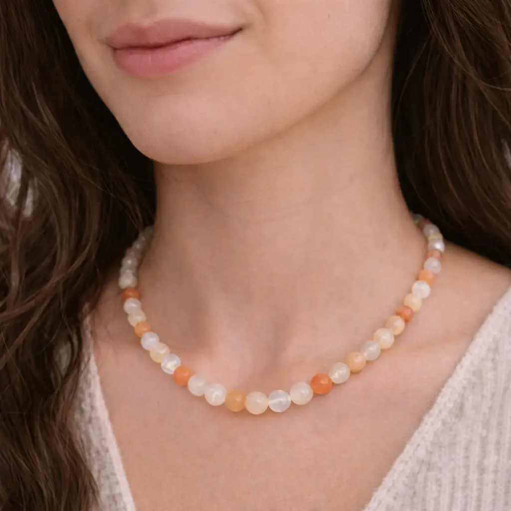 Collier en pierre de lune et doux sourire