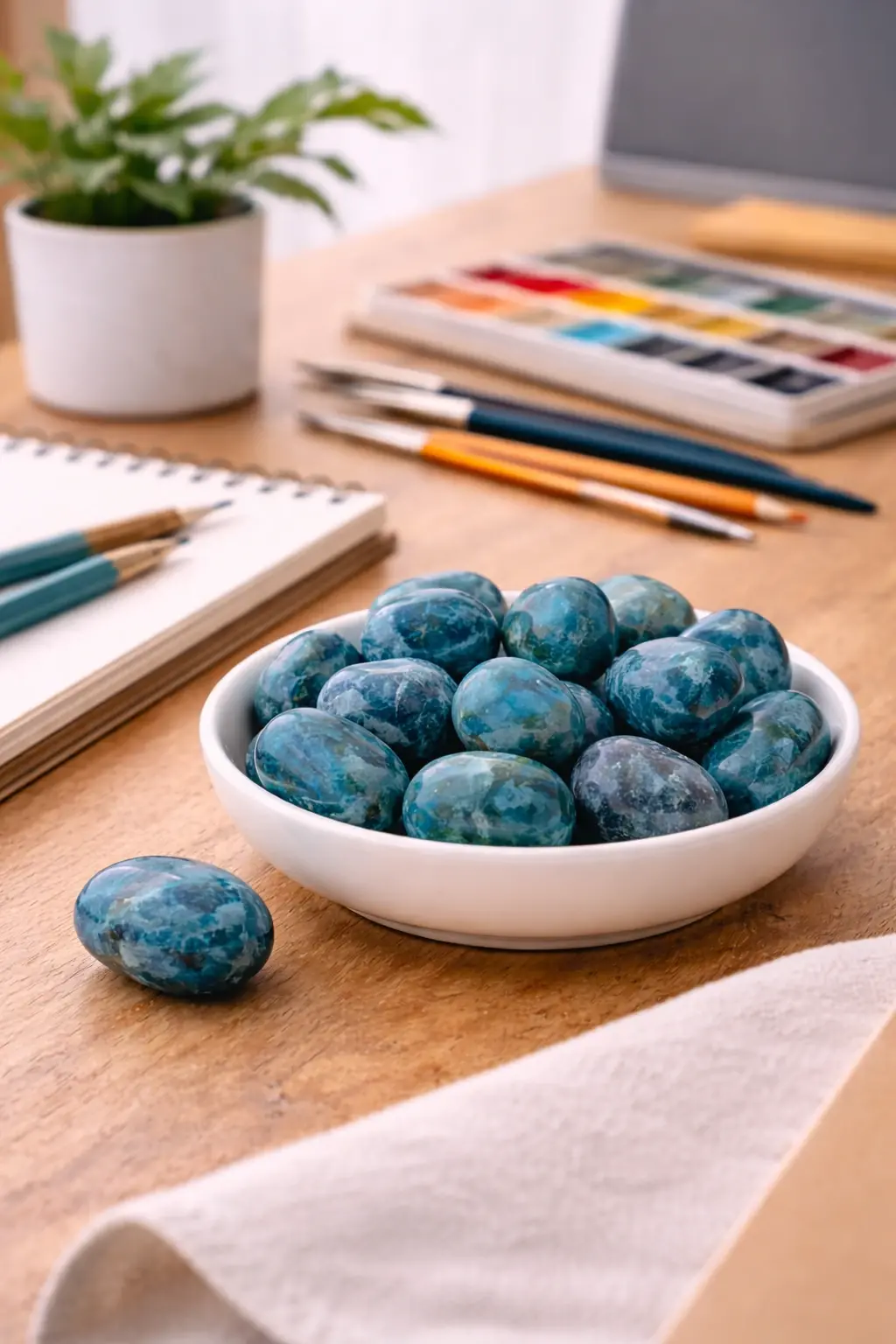Espace creatif avec pierres d apatite