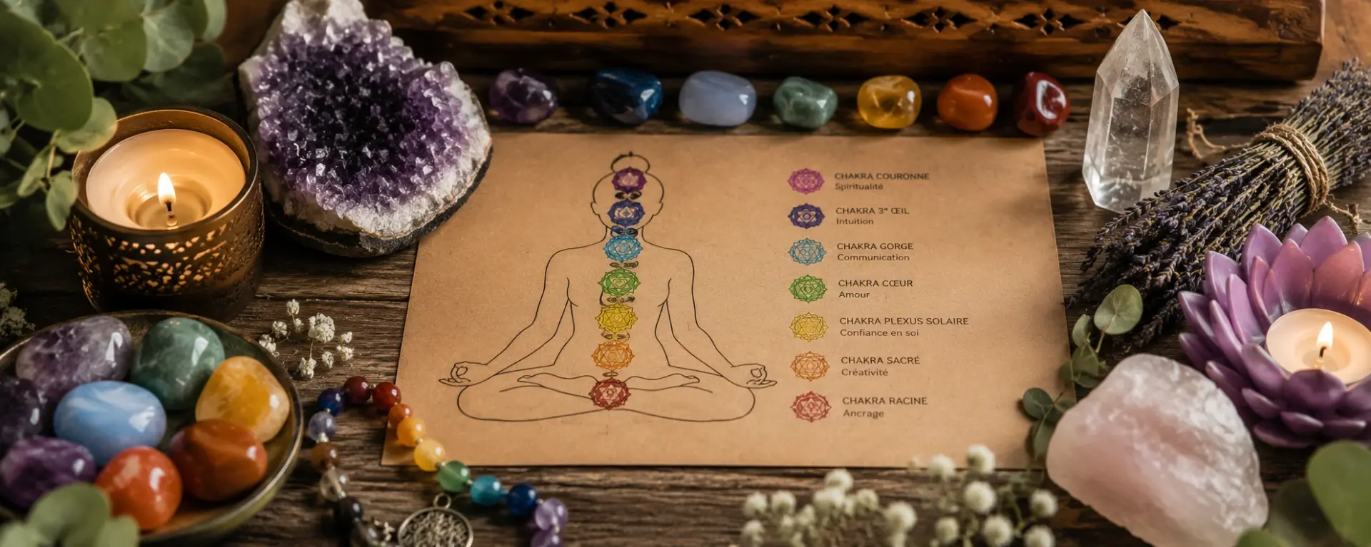 Harmonie spirituelle et chakras lumineux