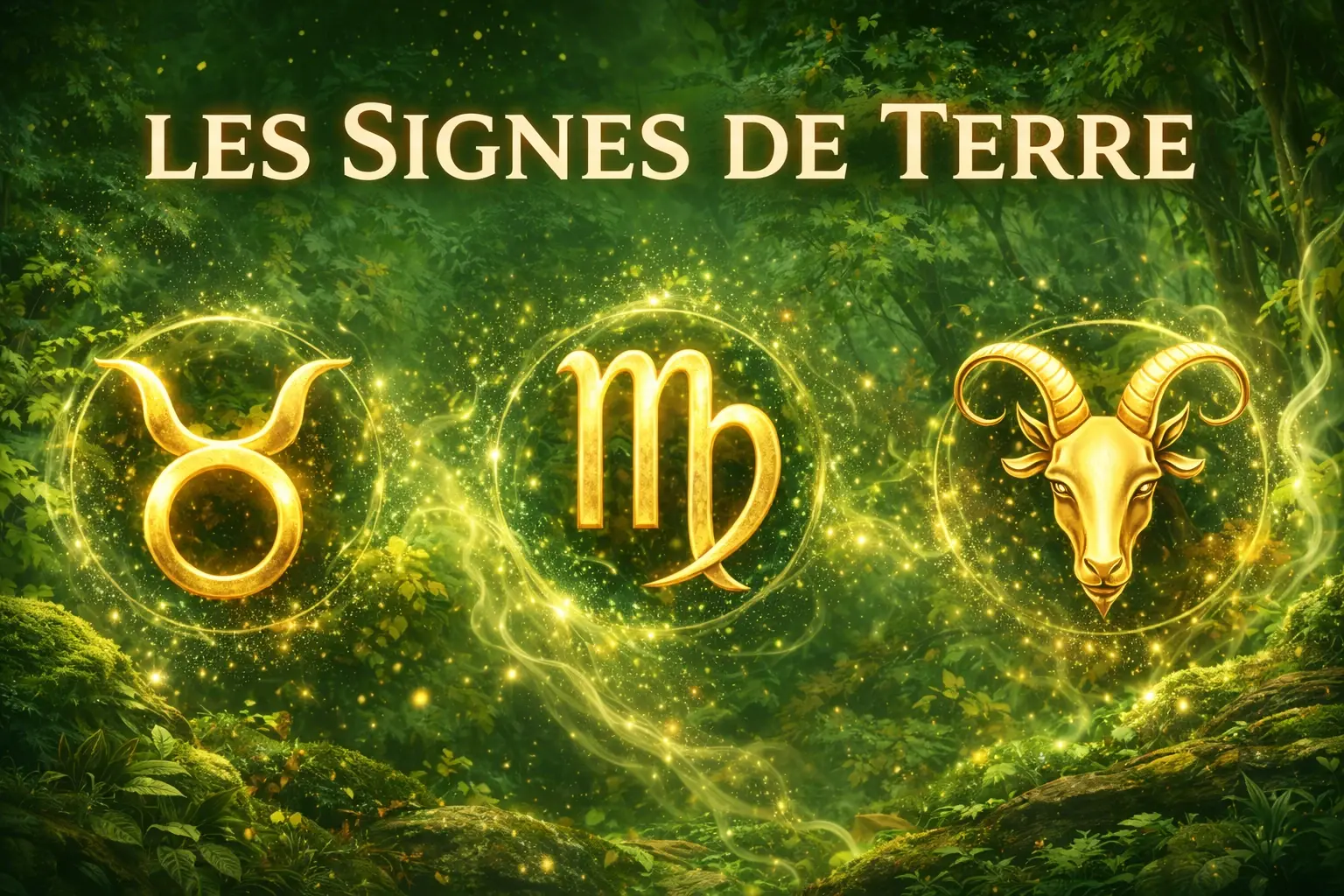 bannière astrologie signes de terre taureau vierge capricorne symbole élément terre nature