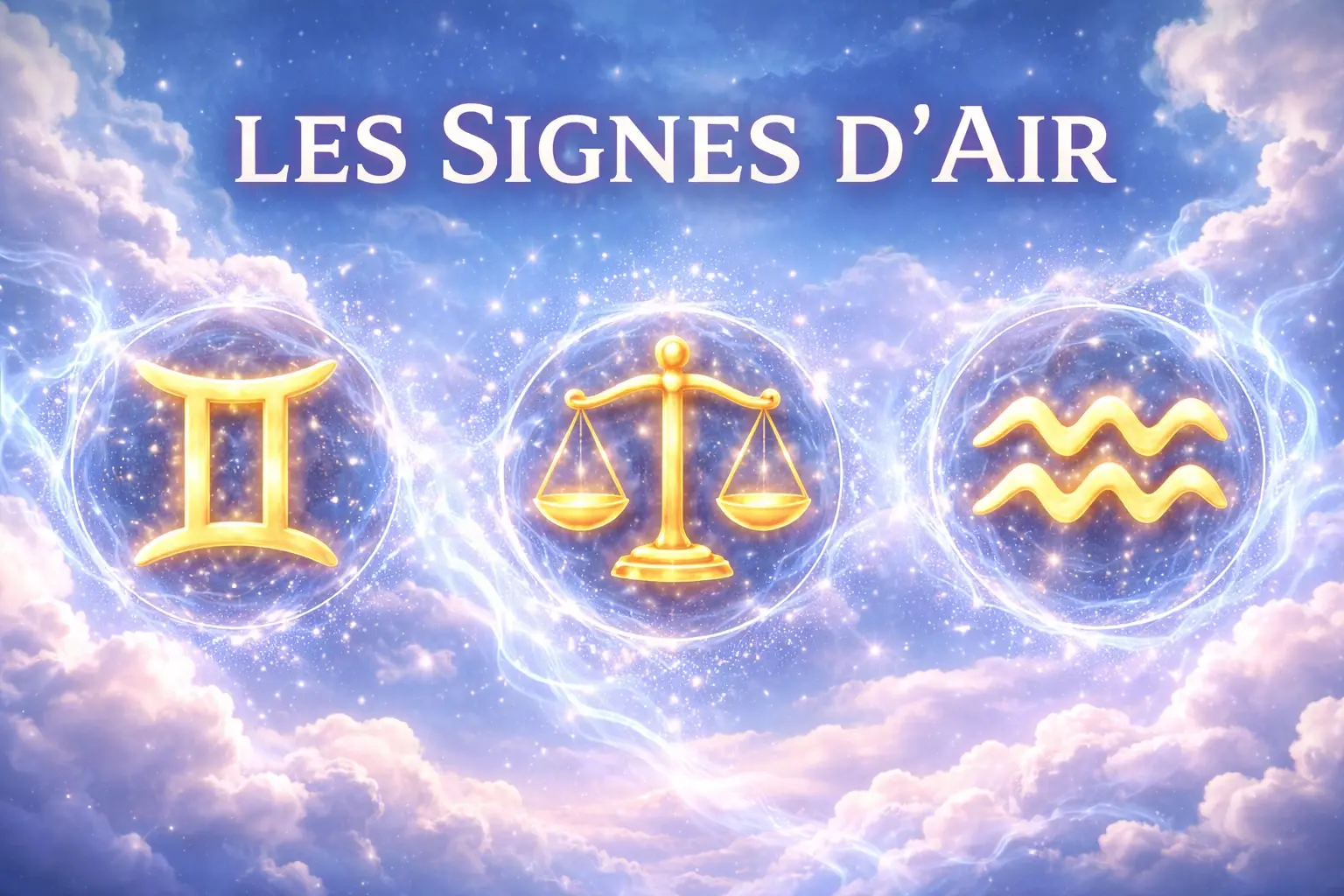 bannière astrologie signes d air gemeaux balance verseau symbole element air ciel