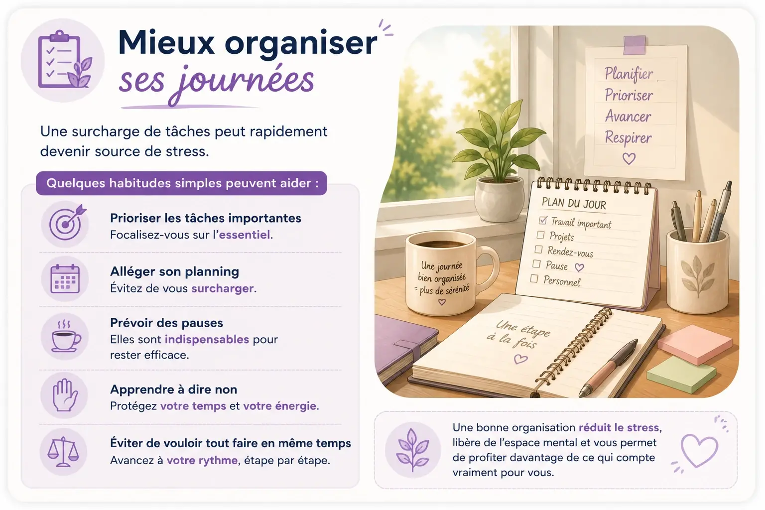 Mieux organiser ses journées pour limiter le stress