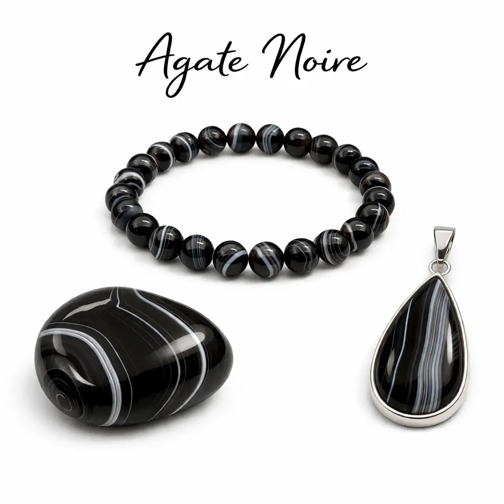 Agate noire pierre naturelle
