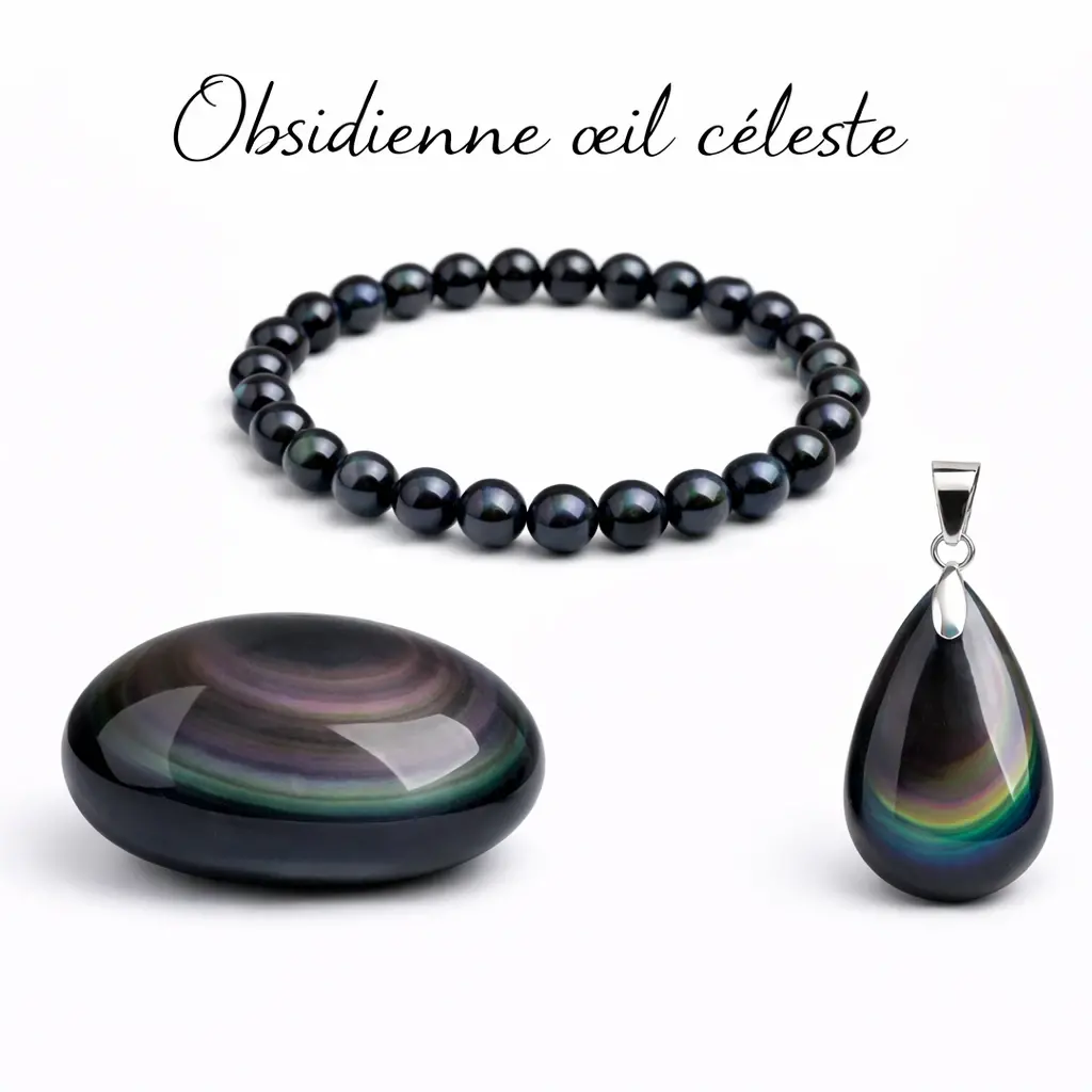 Obsidienne œil céleste pierre naturelle