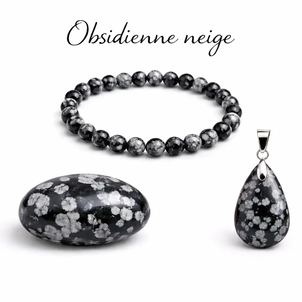 Obsidienne neige pierre naturelle