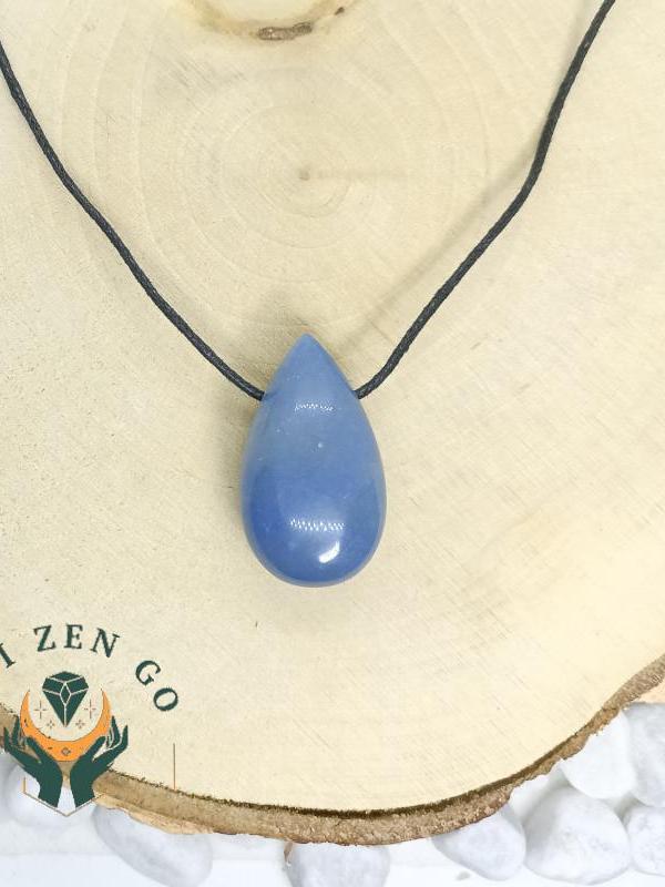 Pendentif en aventurine bleue goutte lateral 4