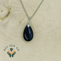 Pendentif goutte agate noire 2