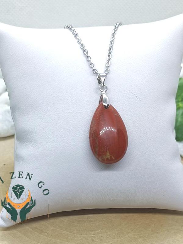 Pendentif goutte jaspe rouge 1 