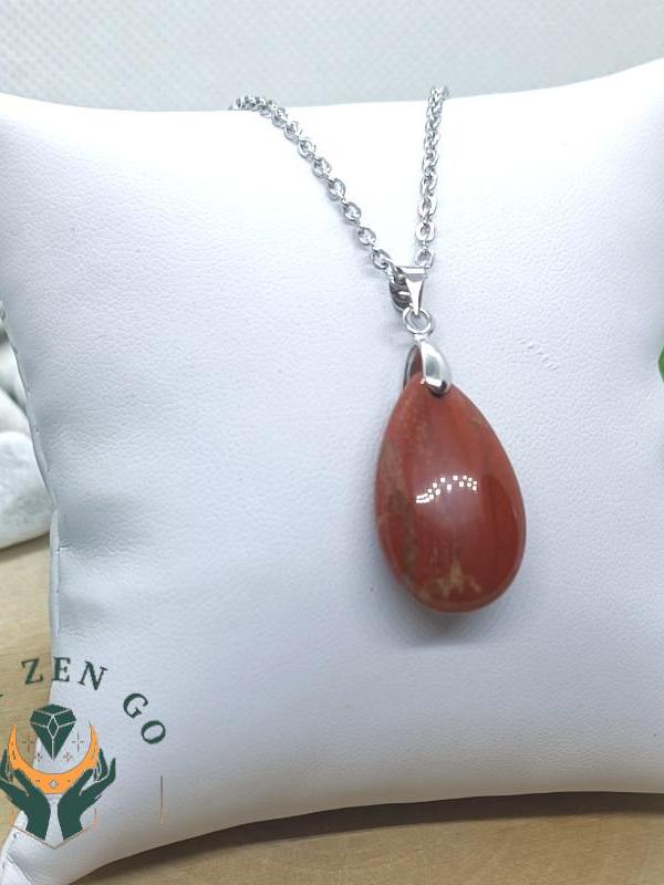 Pendentif goutte jaspe rouge 1 