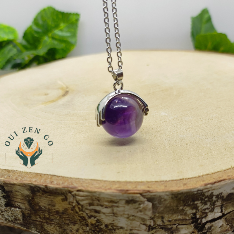 Pendentif main amethyste