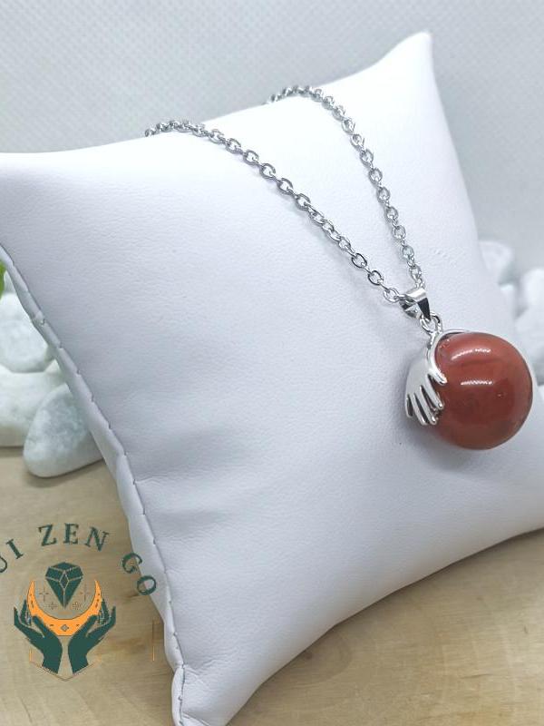 Pendentif main jaspe rouge 1 