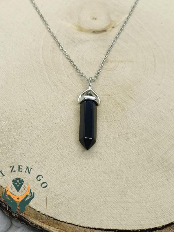 Pendentif pointe agate noire 4