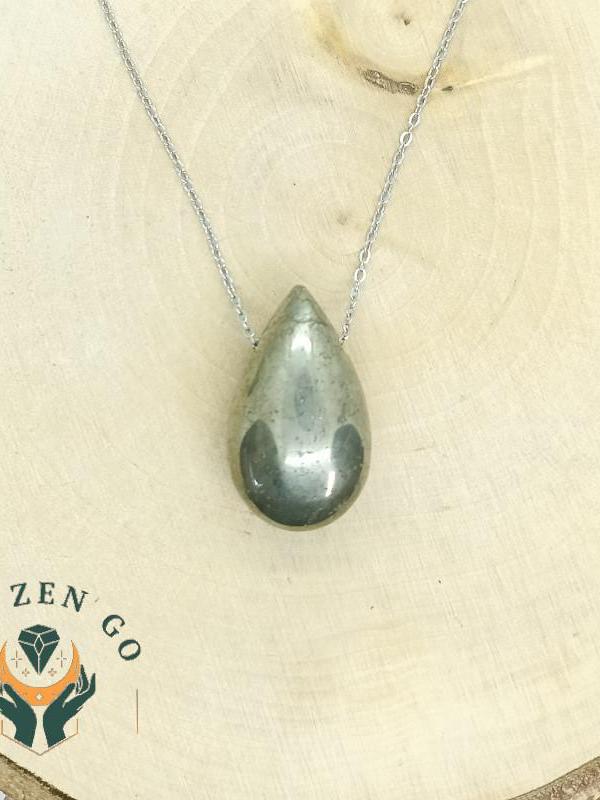 Pendentif pyrite goutte lateral 1