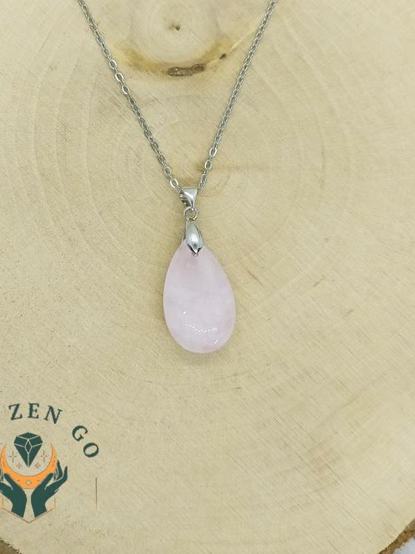 Pendentif quartz rose goutte 3 