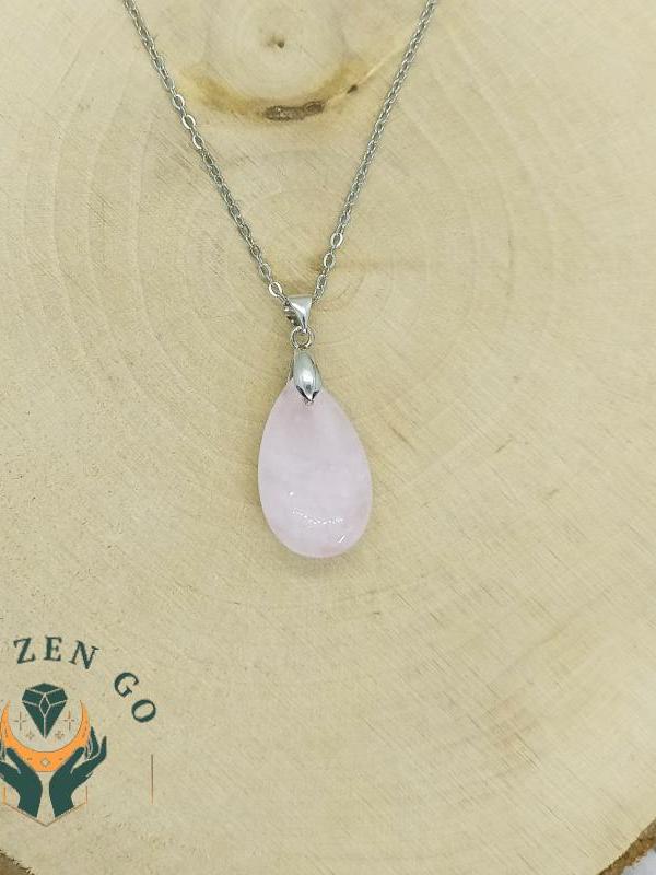 Pendentif quartz rose goutte 3