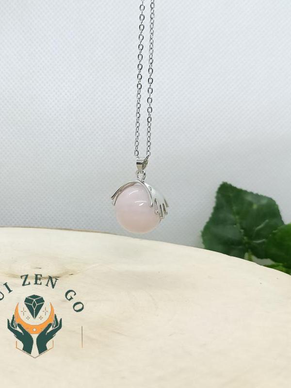 Pendentif quartz rose mano 1