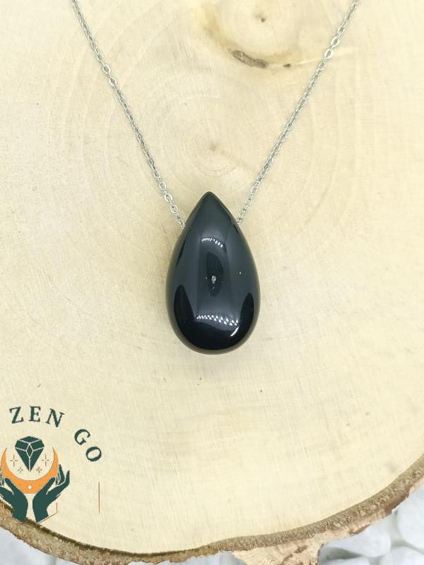 Pendentif tourmaline noir goutte lateral 3