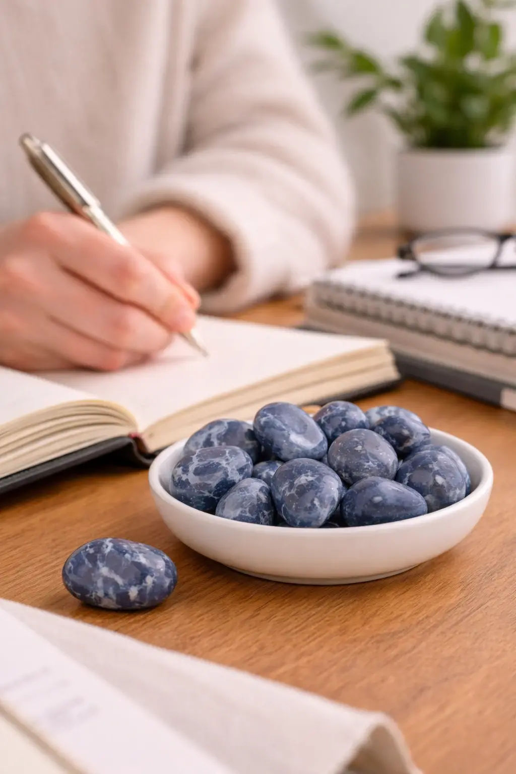 Pierre de sodalite et etude studieuse