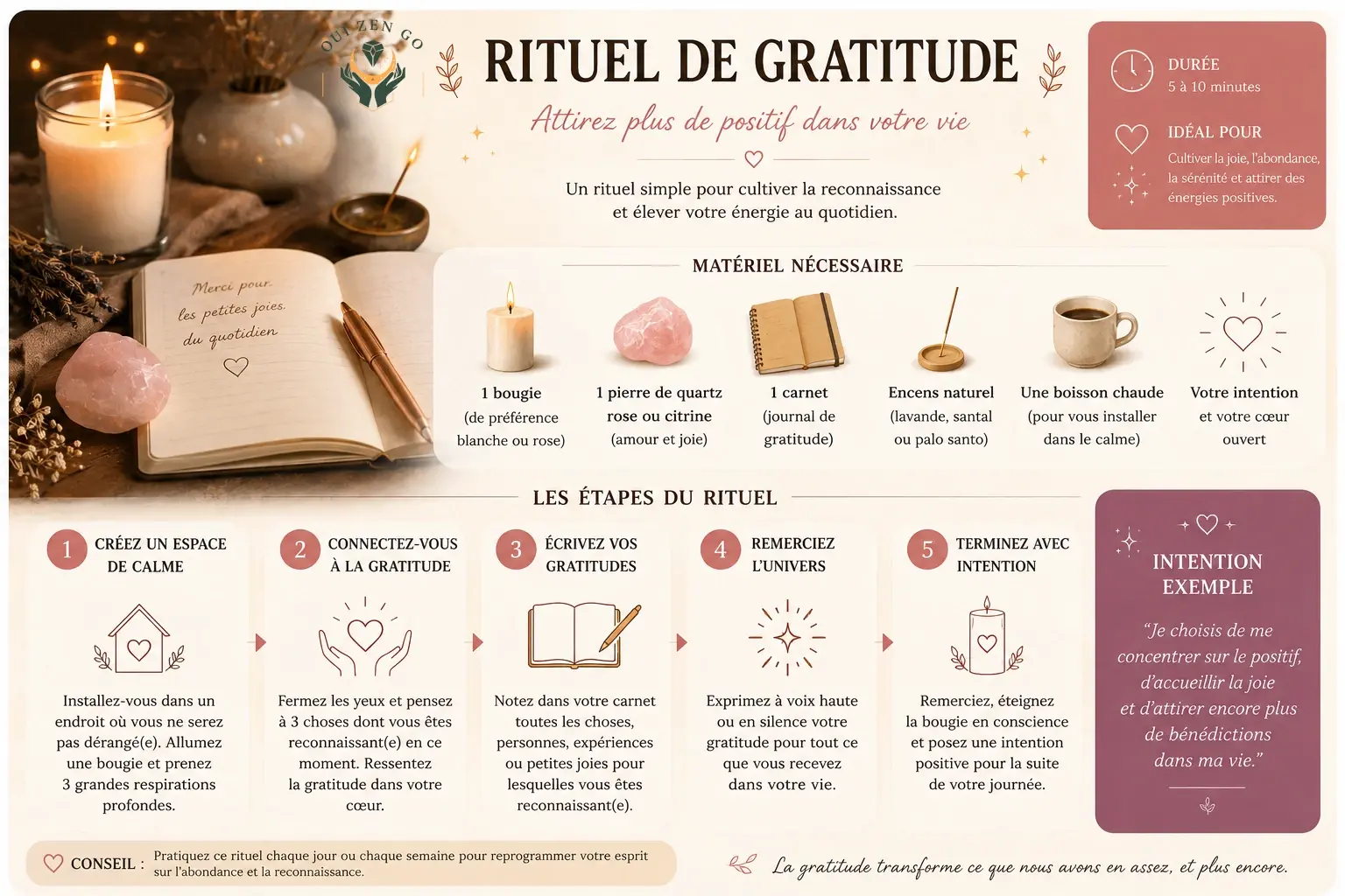 Rituel de gratitude et énergie positive