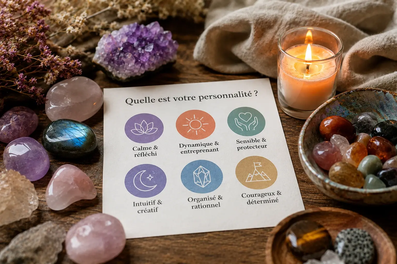 Rituel de personnalite en lumiere douce