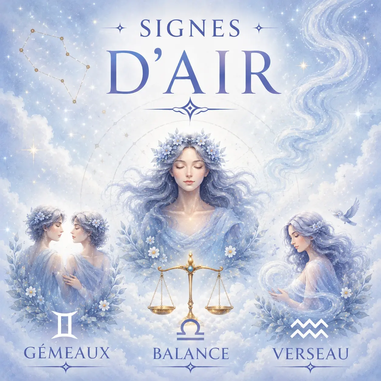 signes d'air gémeaux balance verseau astrologie